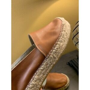 Fabiolas Genuine Spanish Leather Brown Espadrilles Flats Sz 40 Boho Beach‎